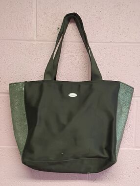 Black Tote Bag with Sparkle Side Panels - Women
